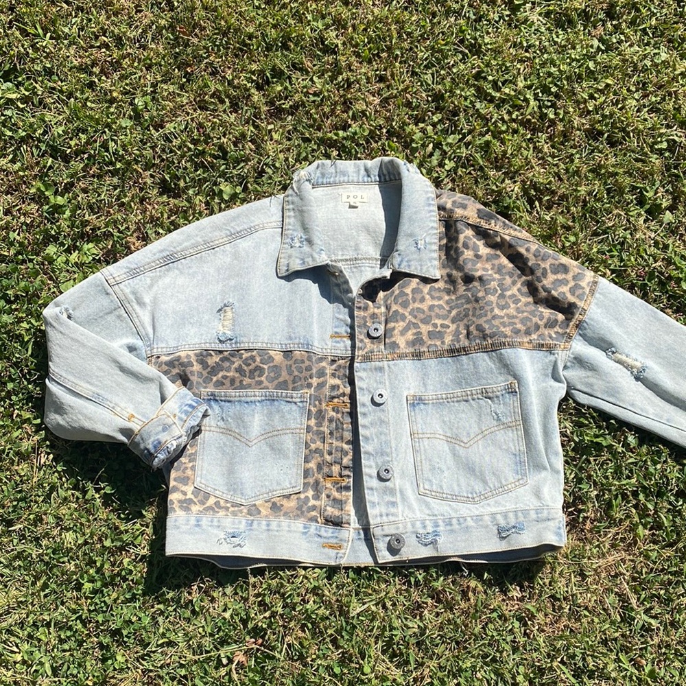 POL Denim Jacket Women’s Sz. Small Cheetah/Denim